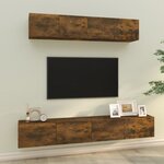 vidaXL Ensemble de meubles TV 4 Pièces Chêne fumé Bois d'ingénierie