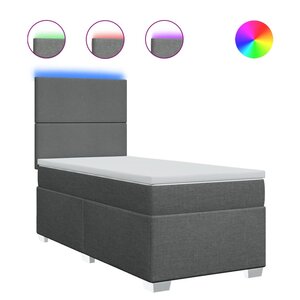 vidaXL Sommier à lattes de lit avec matelas Gris foncé 100x200cm Tissu