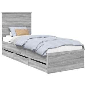 vidaXL Cadre de lit Gris Sonoma 75 x 190 cm Bois Ingénierie