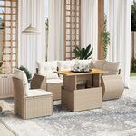 vidaXL Salon de jardin avec coussins 6 Pièces beige résine tressée