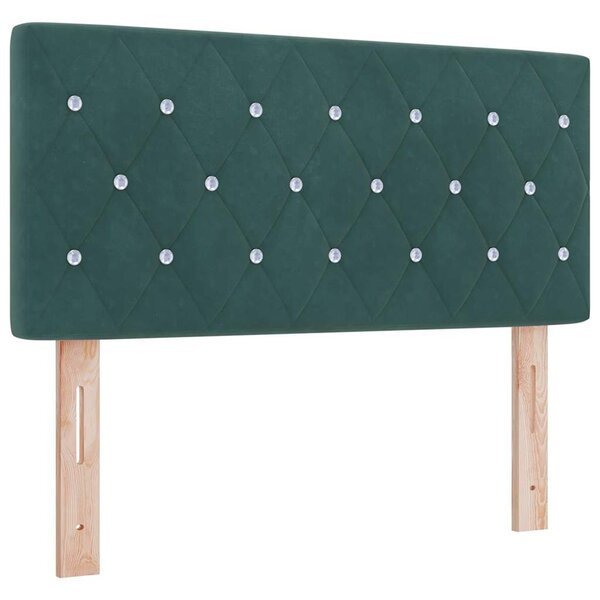 Lit box spring vidaXL avec matelas vert foncé 90x200 cm en velours