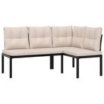 vidaXL Salon de jardin avec coussins 6 Pièces noir acier enduit de poudre