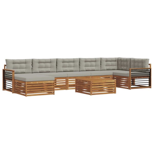 vidaXL Ensemble de canapés d'extérieur 8 pc Gris Naturel et Clair