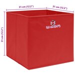 vidaXL Boîtes de rangement 10 Pièces Rouge 32x32x32 cm Tissu