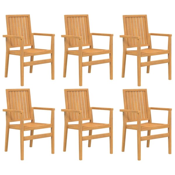 vidaXL Chaises de jardin empilables lot de 6 56 5x57 5x91 cm bois teck