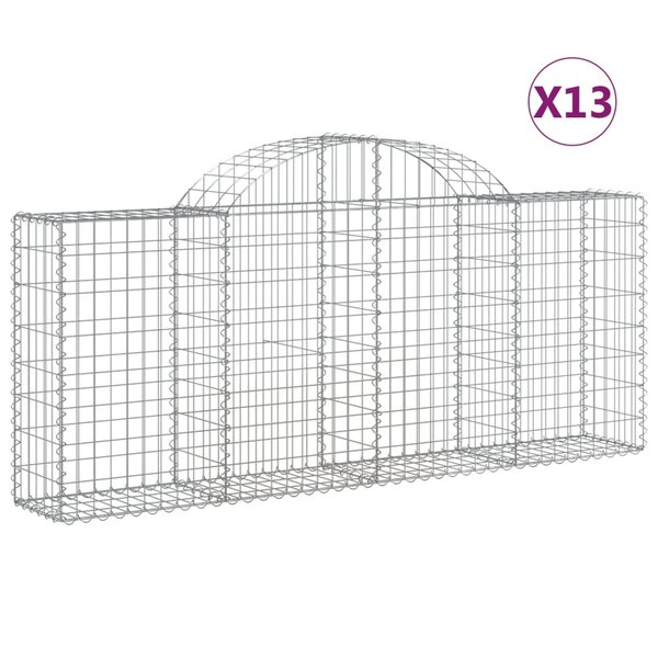 vidaXL Paniers à gabions arqués 13 Pièces 200x30x80/100 cm Fer galvanisé