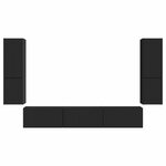 vidaXL Ensemble meuble TV Montage mural 4 Pièces Noir Bois d'ingénierie