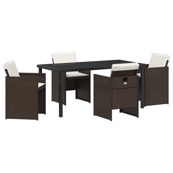 vidaXL Ensemble de salle à manger de jardin 5 pièces avec coussins en rattan poly brun