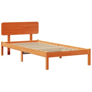 vidaXL Cadre de lit avec tête de lit Marron Ciré 75x190 cm Bois de pin massif