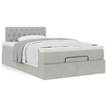 vidaXL Lit ottoman avec matelas gris clair 120x190 cm velours