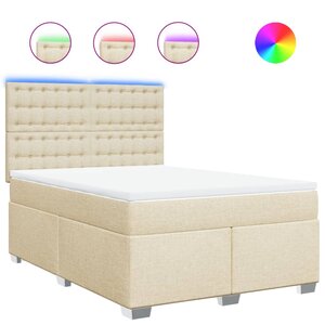 vidaXL Sommier à lattes de lit avec matelas Crème 160x200 cm Tissu
