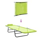 vidaXL Chaise Longue Pliante avec Repose-tête en Textilène Verte