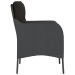 vidaXL Chaises de jardin avec coussins lot de 2 noir résine tressée