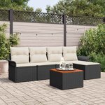 vidaXL Ensemble de canapé de jardin 6 Pièces Noir Poly rotin
