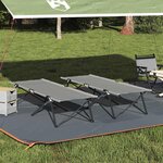 vidaXL Lit de camping pliant 2 Pièces Gris 206 x 76 x 74 cm Tissu Oxford