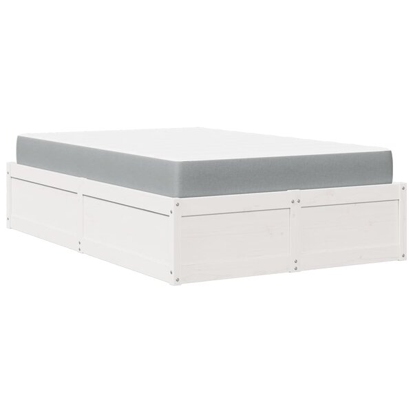 vidaXL Lit avec matelas blanc 140x190 cm bois massif de pin