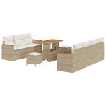 vidaXL Ensemble de canapé de jardin 10 Pièces Beige Poly rotin