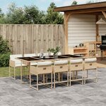 vidaXL Ensemble à manger de jardin et coussins 9 Pièces beige Poly rotin