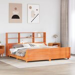 vidaXL Lit bibliothèque sans matelas cire marron 200x200cm bois massif