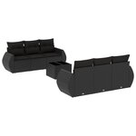 vidaXL Salon de jardin 7 Pièces avec coussins noir résine tressée