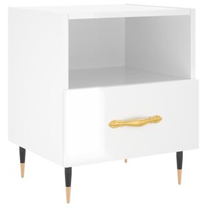 vidaXL Table de chevet blanc brillant 40x35x47 5 cm bois d’ingénierie