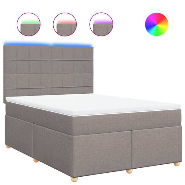vidaXL Sommier à lattes de lit avec matelas Taupe 140x200 cm Tissu