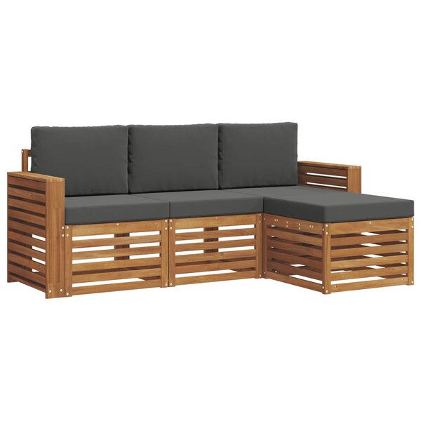 vidaXL Ensemble de canapés d'extérieur 4 pc Naturel et Anthracite