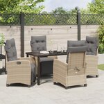 vidaXL Ensemble de jardin 5 pièces beige poly rattan