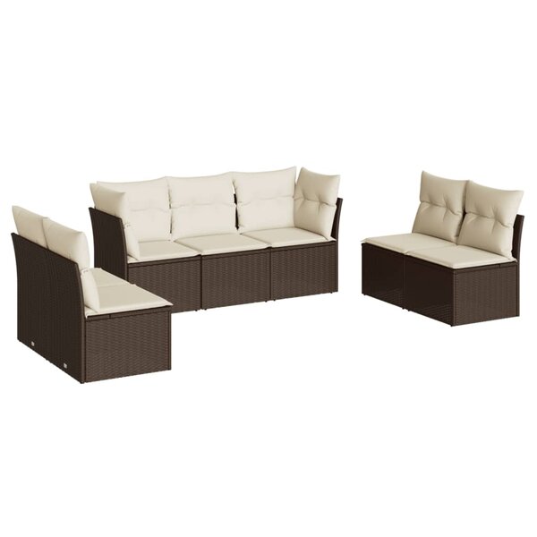 vidaXL Salon de jardin avec coussins 7 Pièces marron résine tressée