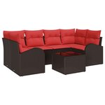 vidaXL Ensemble de canapé de jardin 7 Pièces Beige et Rouge polyrotin