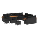 vidaXL Ensemble de canapé de jardin 13 Pièces Noir polyrotin