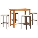 vidaXL Ensemble de bar de jardin 5 Pièces marron bois massif acacia rotin