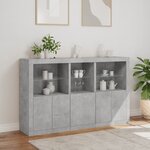 vidaXL Buffet avec lumières LED gris béton 162x37x100 cm