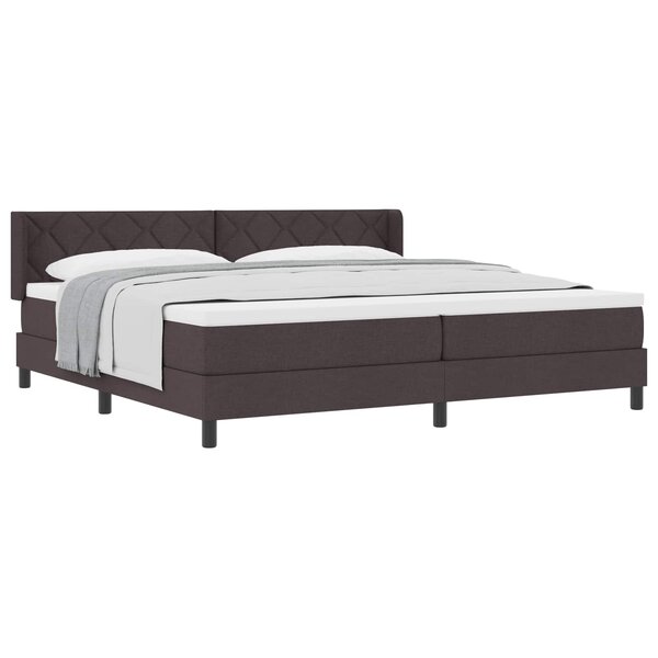 vidaXL Lit à ressorts avec tête de lit Marron foncé 200 x 200 cm tissu