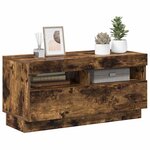 vidaXL Meuble TV avec lumières LED chêne fumé 80x35x40 cm