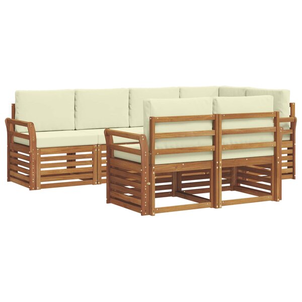 vidaXL Ensemble de canapés d'extérieur 7 pc Naturel et Crème Polyester