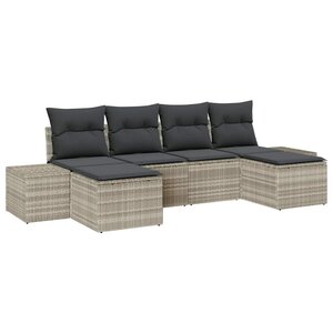 vidaXL Ensemble de canapé de jardin 6 Pièces Gris clair 184 x 62 x 85 cm