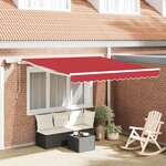 vidaXL Auvent Rétractable Rouge 350 x 250 cm Tissu et acier
