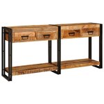 vidaXL Tables console avec tiroir 2 Pièces Marron Bois de Mangue Massif