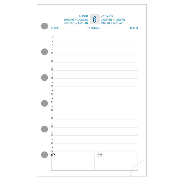 Recharge Exatime 14 journalier millésimé 1 jour à la page 126x81 mm EXACOMPTA