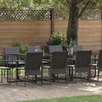 vidaXL Ensemble de salle à manger pour jardin 11 Pièces Noir Acier