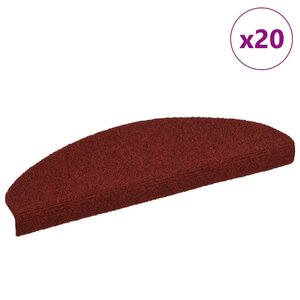 vidaXL Tapis d'escalier autocollants 20 pièces 65 x 21 x 4 cm Bordeaux Rouge Demi-rond Grand