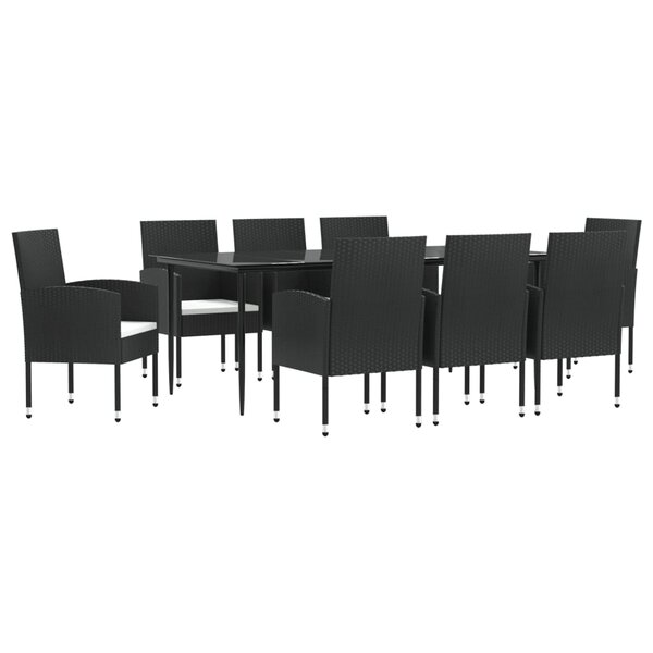 vidaXL Ensemble à manger de jardin 9 Pièces noir résine tressée et acier