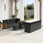vidaXL Ensemble de canapé de jardin avec coussin 11 Pièces Noir