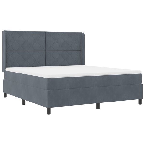 Lit Box Spring avec Matelas & LED Gris Foncé 180x200 cm Velours