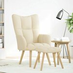 vidaXL Chaise de relaxation avec repose-pied Crème Tissu