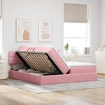 vidaXL Lit de rangement LED avec matelas Rose 200 x 200 cm Velours