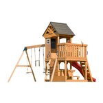 Tour Jack plateforme 2 balançoires table toboggan rouge