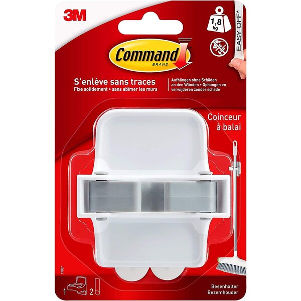 Crochet Adhésif Porte-balais pour manche de diamètre: 25 mm COMMAND