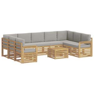 vidaXL Ensemble de canapés d'extérieur 10 pc Blanc et gris clair
